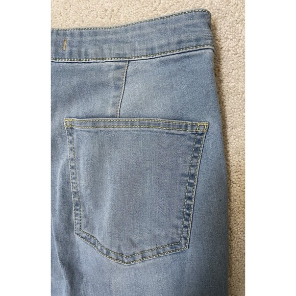 Free People Just Float On Womens 29R Blue Flare Bell Bottom Jeans Raw Hem Boho - Picture 6 of 10